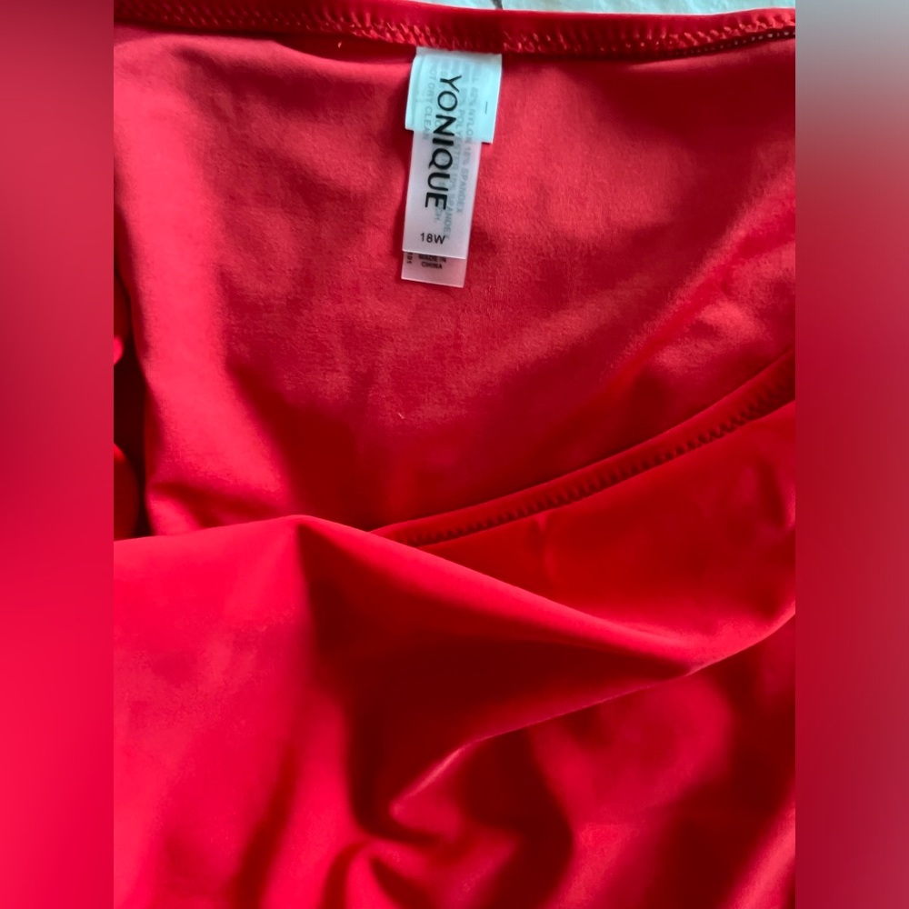 NWT Yonique Red 2 Piece Tankini Bathing Suit Size 18W - Picture 6 of 8